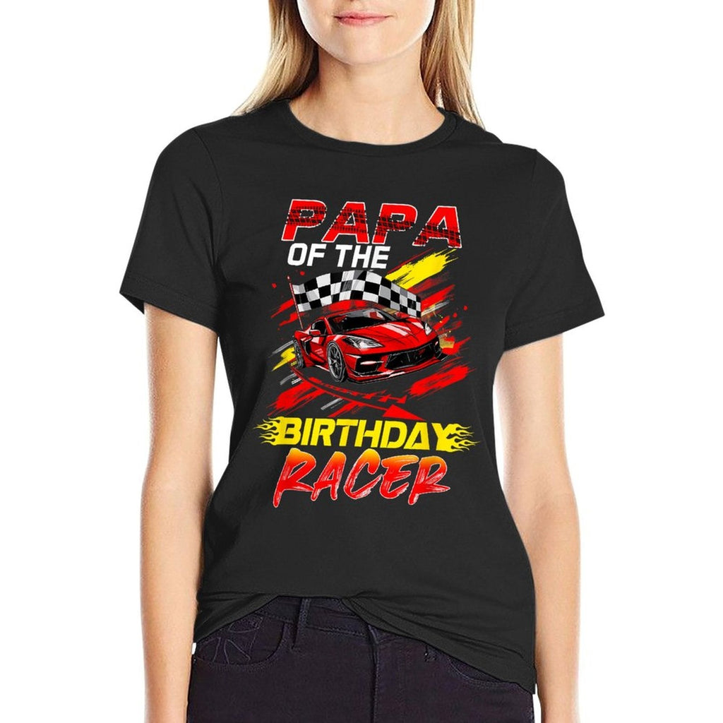 Papa Of The Birthday Racer Race Car Party Family Matching  Trendy Pattern T-Shirt