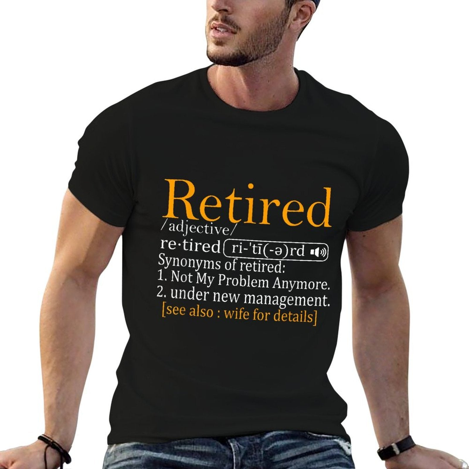 Retired Definition Dad Funny Retirement Party Men's  Ribbed Collar T-Shirt