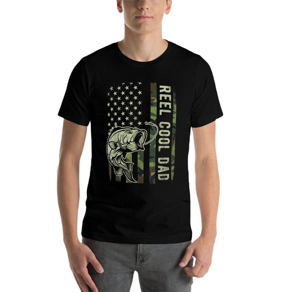 Reel Cool Dad Camouflage American Fathers Day  Relaxed-fit T-Shirt