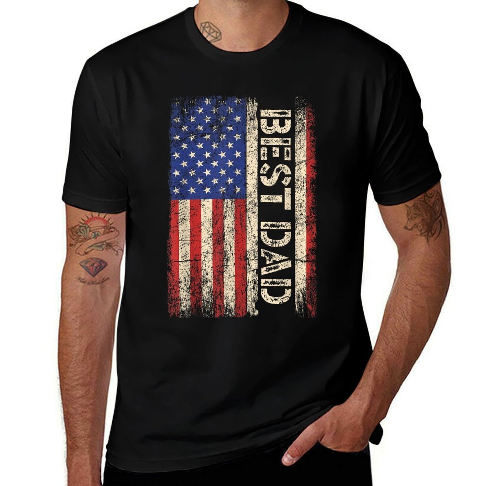 Best Dad Ever US American Fathers Day Men  Breathable T-Shirt