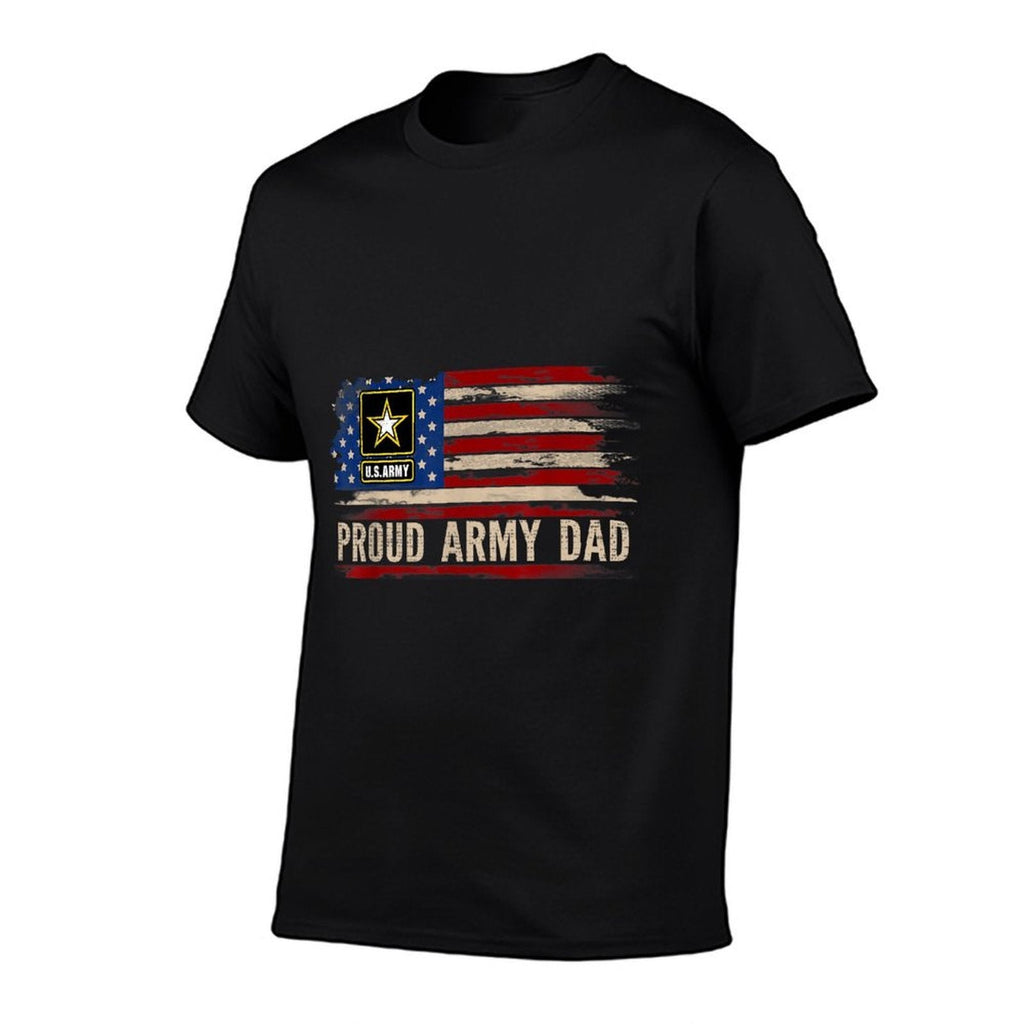 Vintage Proud Army Dad American Veteran Gift  Summer-ready Fabric T-Shirt