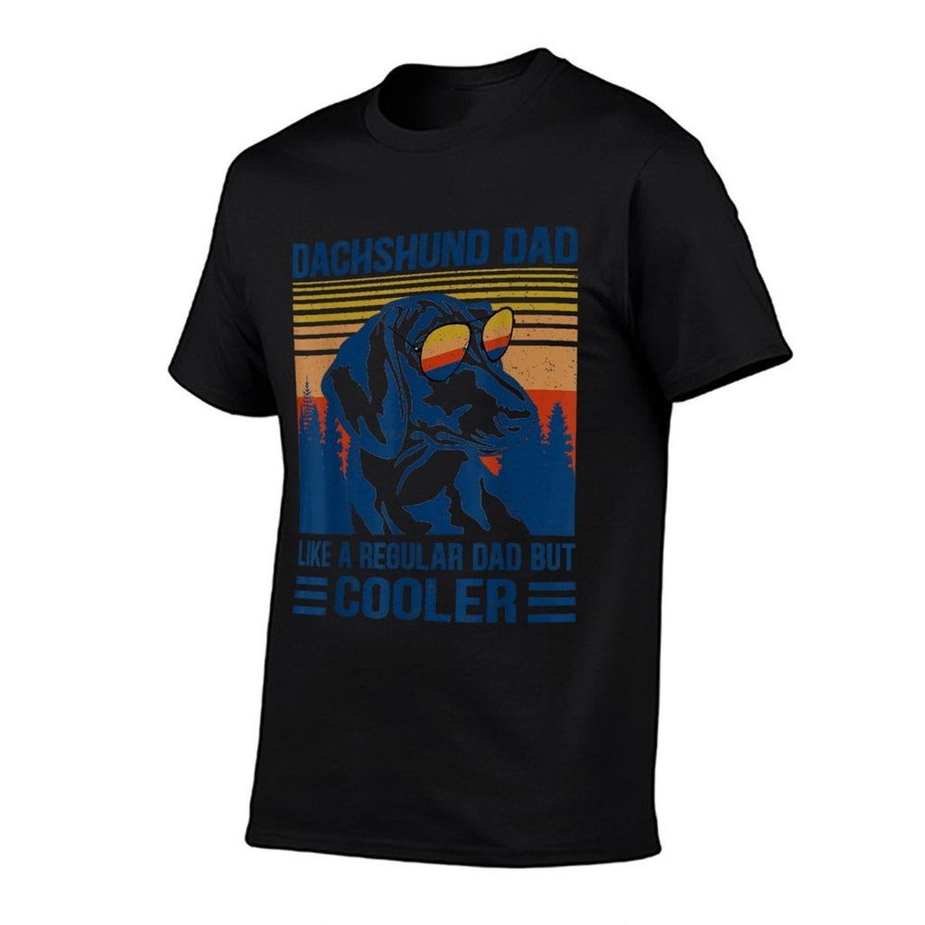 Vintage Dachshund Dad Like A Regular Dad But Cooler Funny  Ribbed Collar T-Shirt