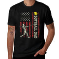 Softball Dad US Gifts For Dad Men Patriotic Fathers Day  Durable T-Shirt
