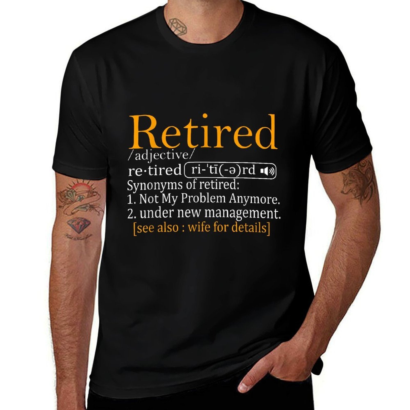 Retired Definition Dad Funny Retirement Party Men's  Ribbed Collar T-Shirt