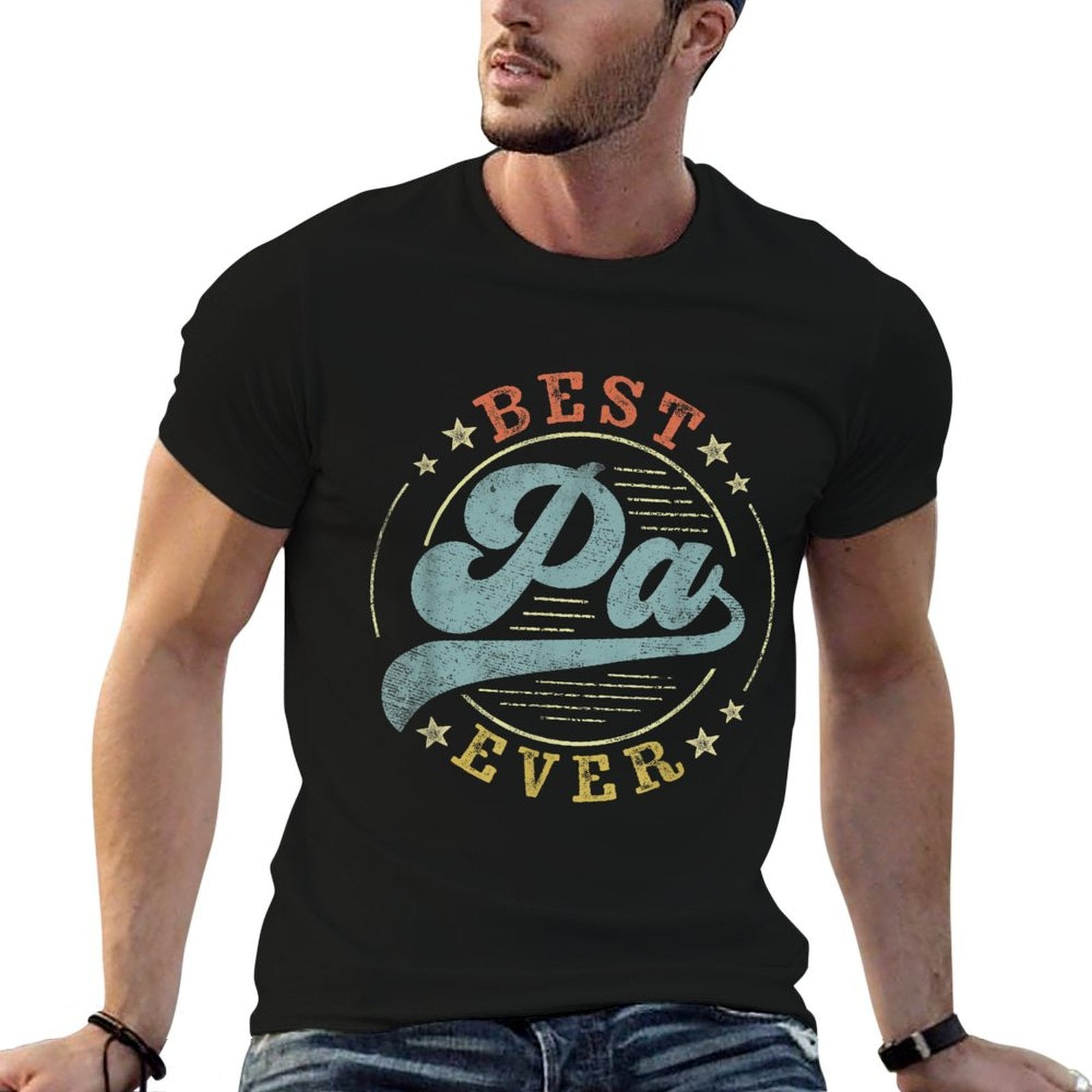 Best Pa Ever Fathers Day Pa Gifts Vintage Emblem  Summer-ready Fabric T-Shirt