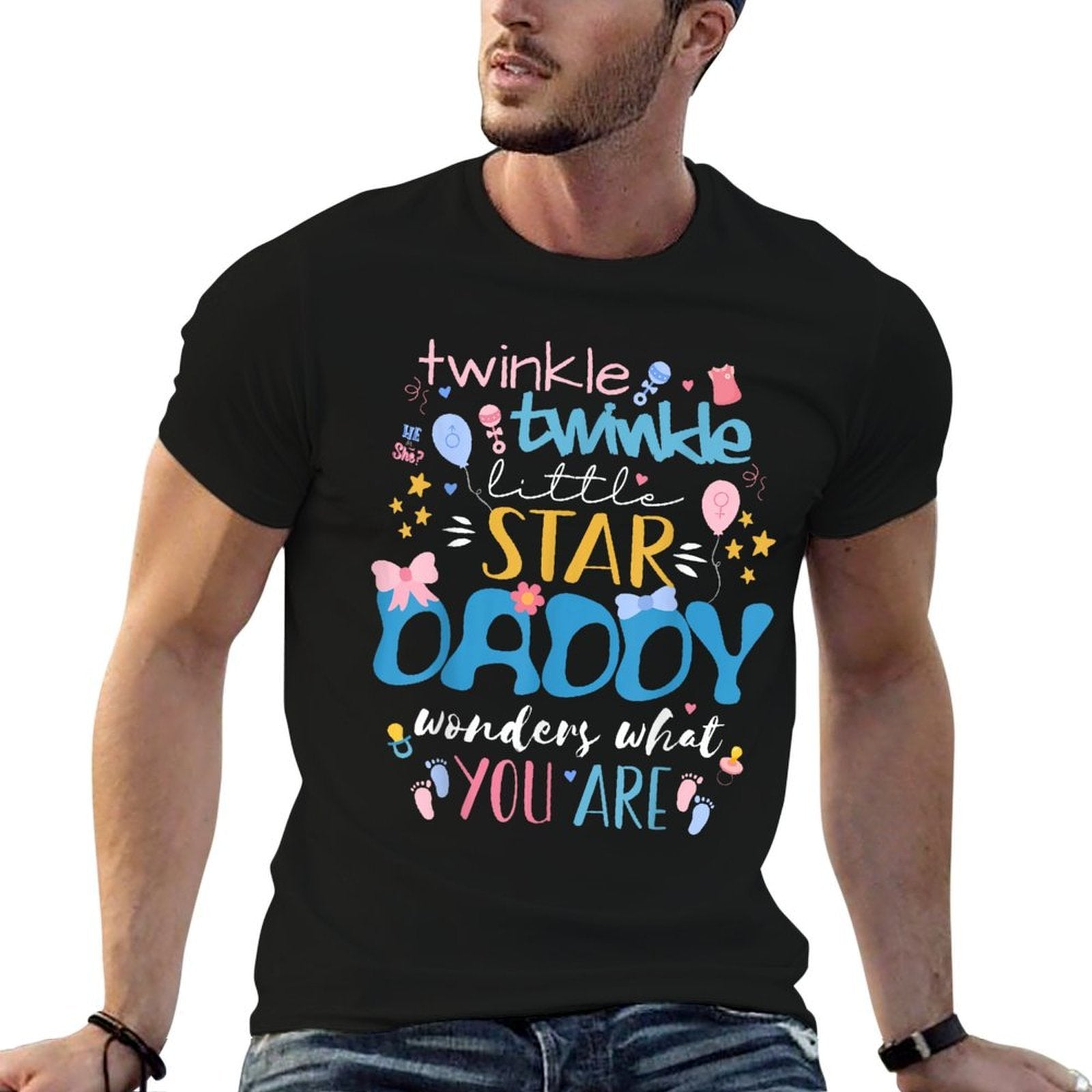 Twinkle Twinkle Little Star Gender Reveal For Daddy  Wrinkle-resistant T-Shirt