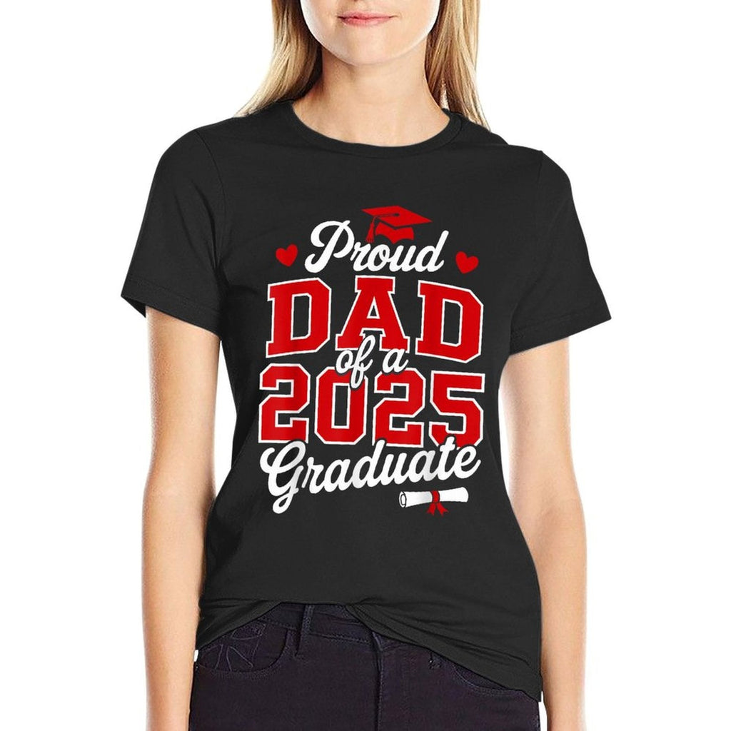 Proud Dad of A Class of 2025 Graduate Senior Graduation  Ribbed Collar T-Shirt