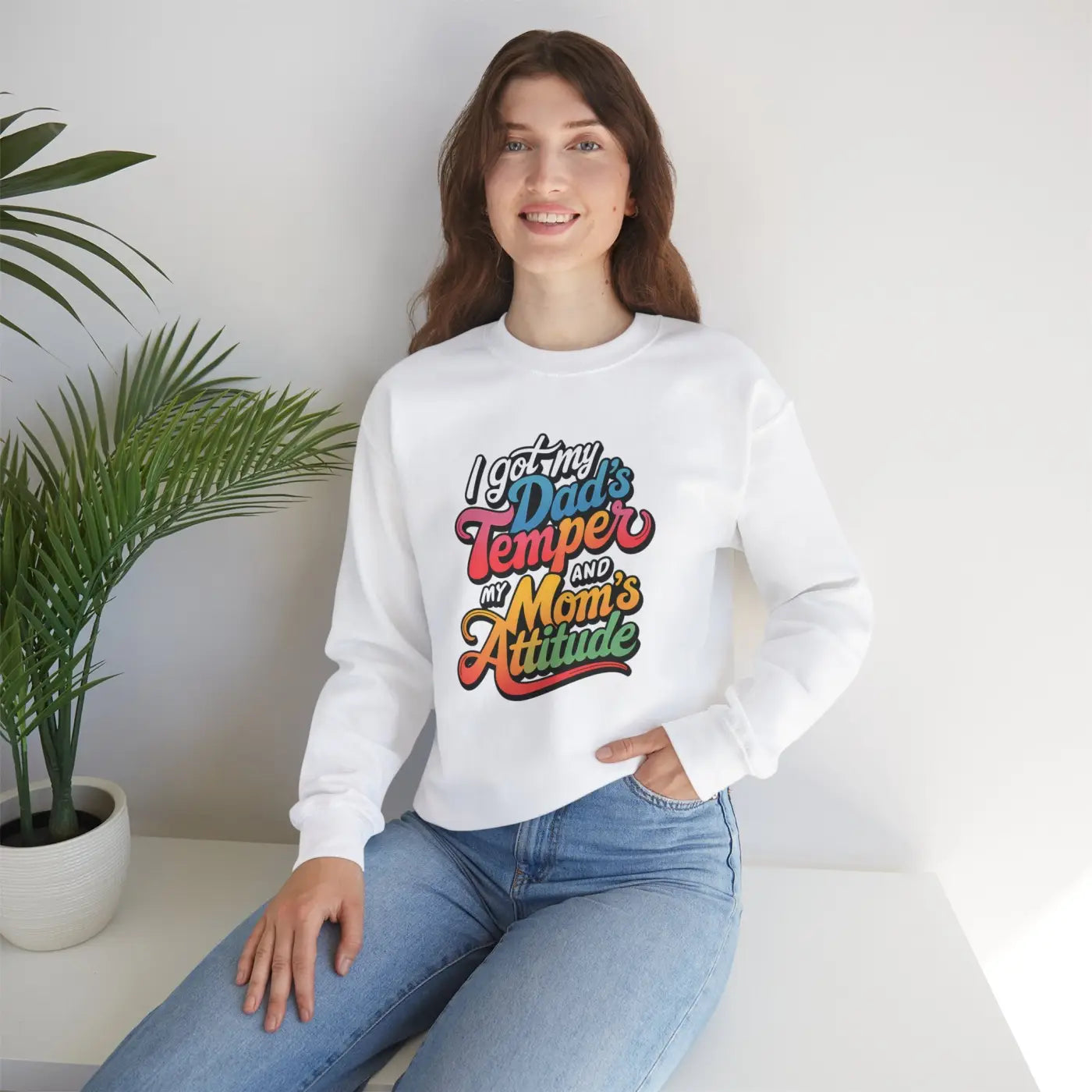 Dad’s Temper Mom’s Attitude Heavy Blend Sweatshirt - Dipaliz
