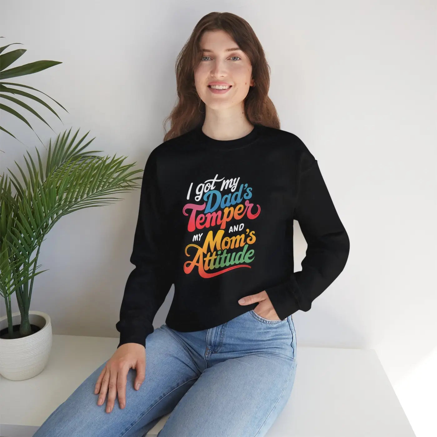 Dad’s Temper Mom’s Attitude Heavy Blend Sweatshirt - Dipaliz