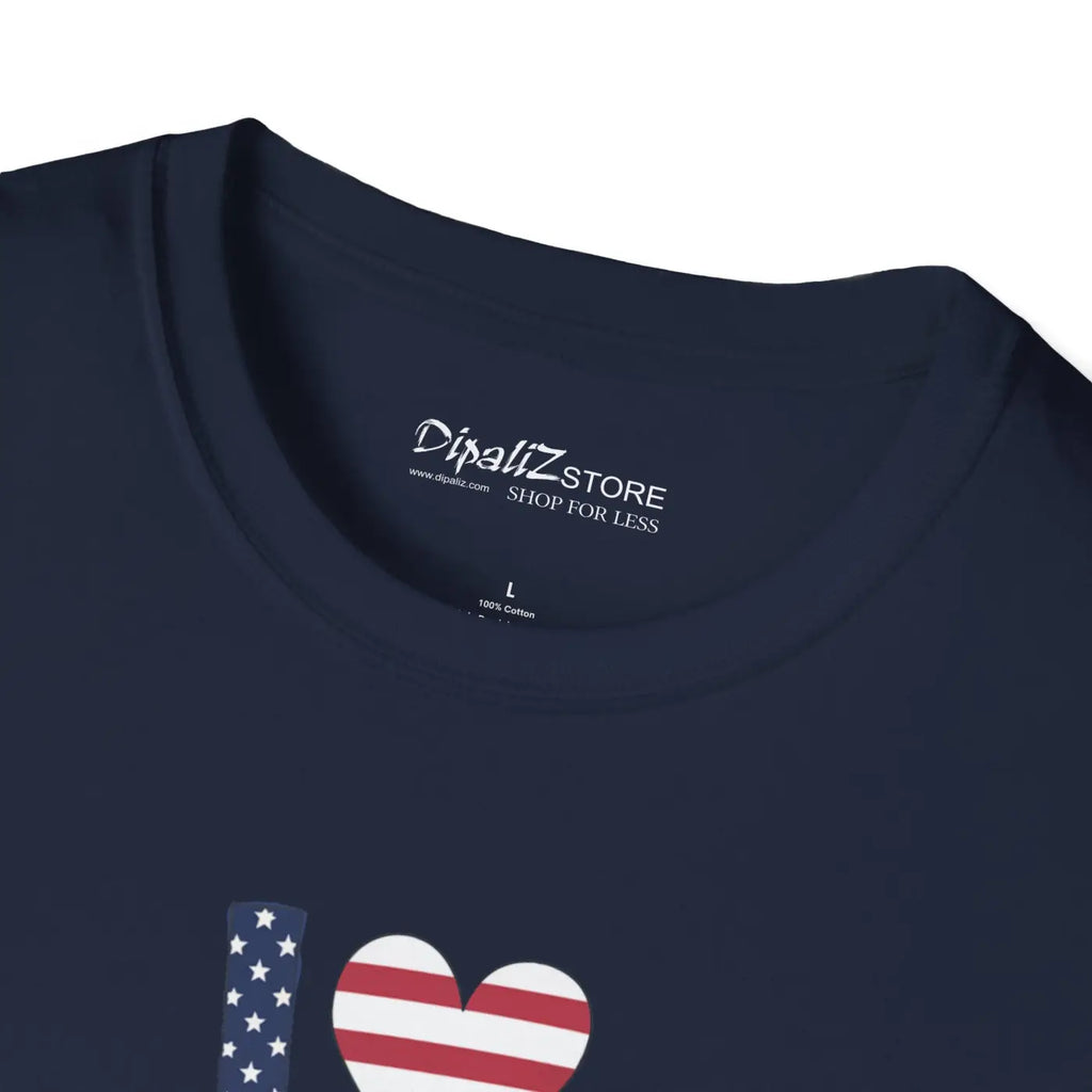 Usa Heart Bear T-shirt – Cotton Unisex Tee - Dipaliz