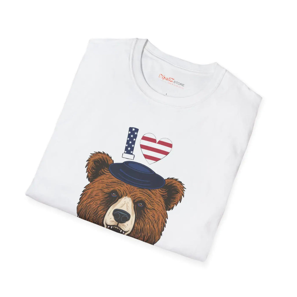 Usa Heart Bear T-shirt – Cotton Unisex Tee - Dipaliz