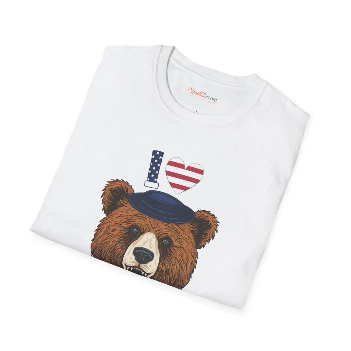 Usa Heart Bear T-shirt – Cotton Unisex Tee - Dipaliz