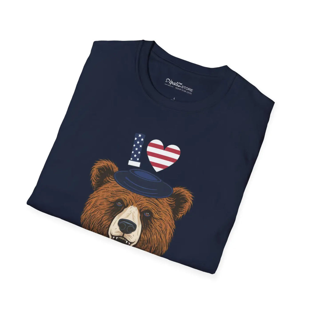 Usa Heart Bear T-shirt – Cotton Unisex Tee - Dipaliz