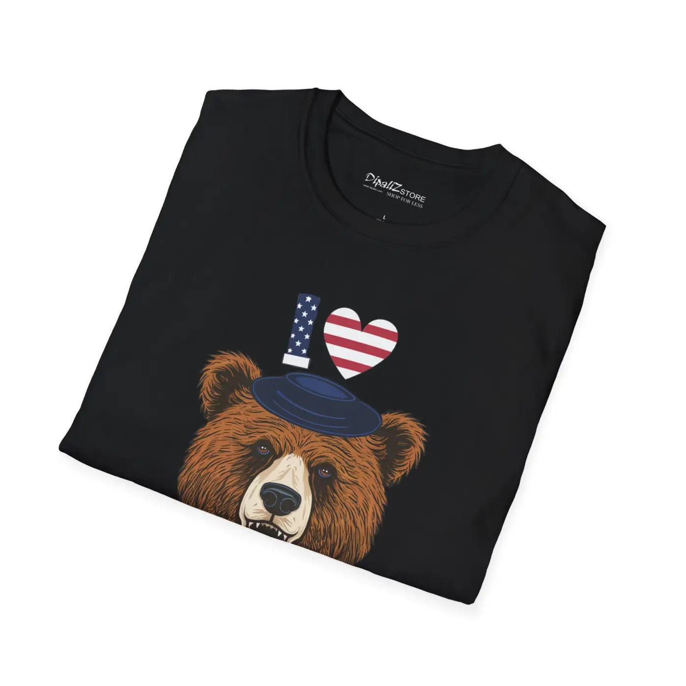 Usa Heart Bear T-shirt – Cotton Unisex Tee - Dipaliz