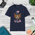 Usa Heart Bear T-shirt – Cotton Unisex Tee - Dipaliz