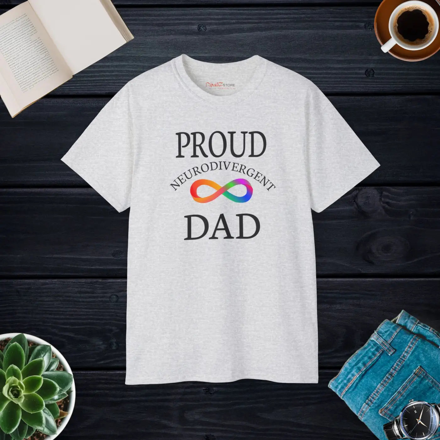Bold Neurodivergent Dad Cotton Tee - Graphic Print - Dipaliz