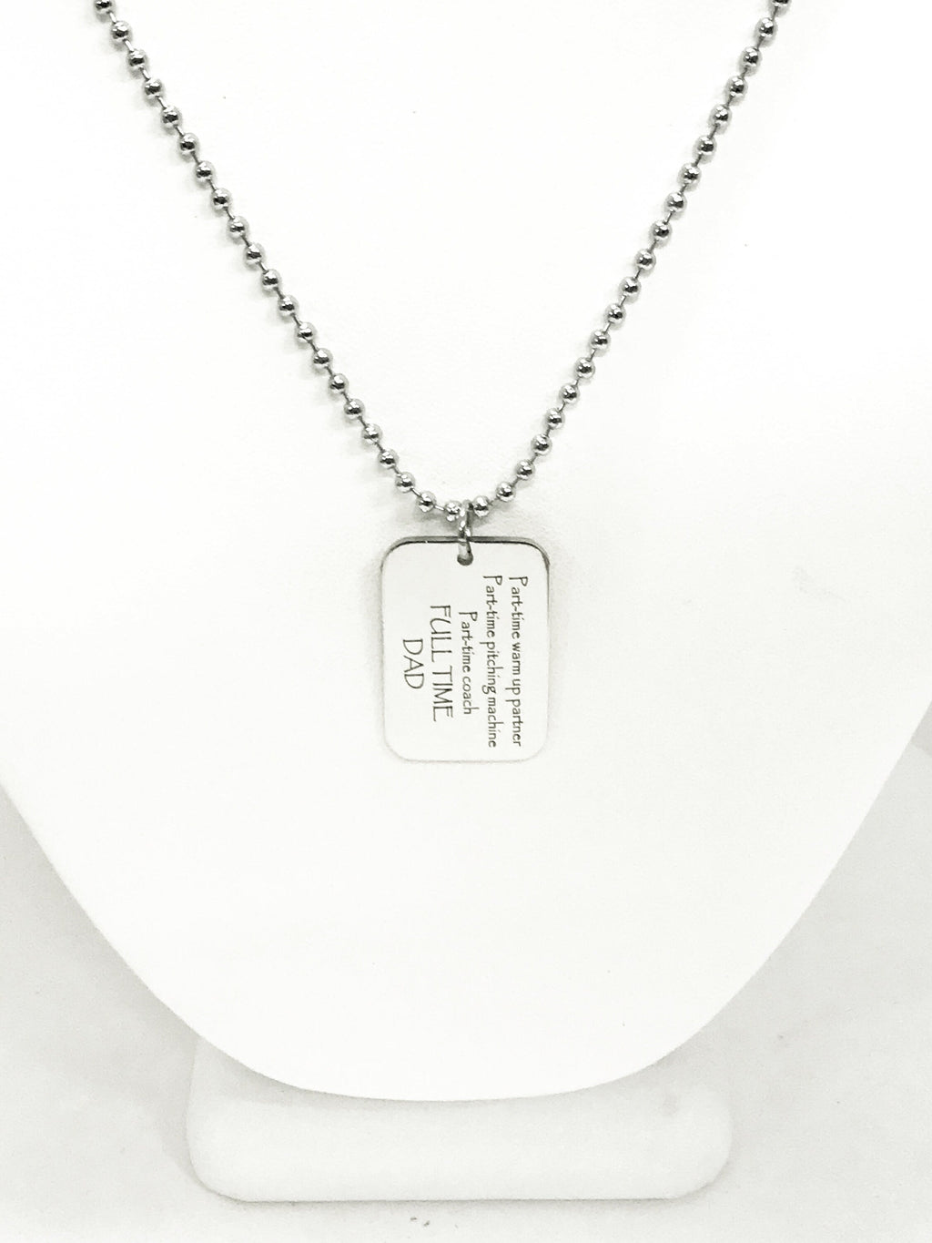 Softball Dad Necklace, Softball Dad Gift, Softball Dad Charm, Dad Coach Gift, Fathers Day Gift,  Part-Time Coach, Full Time Dad Gift