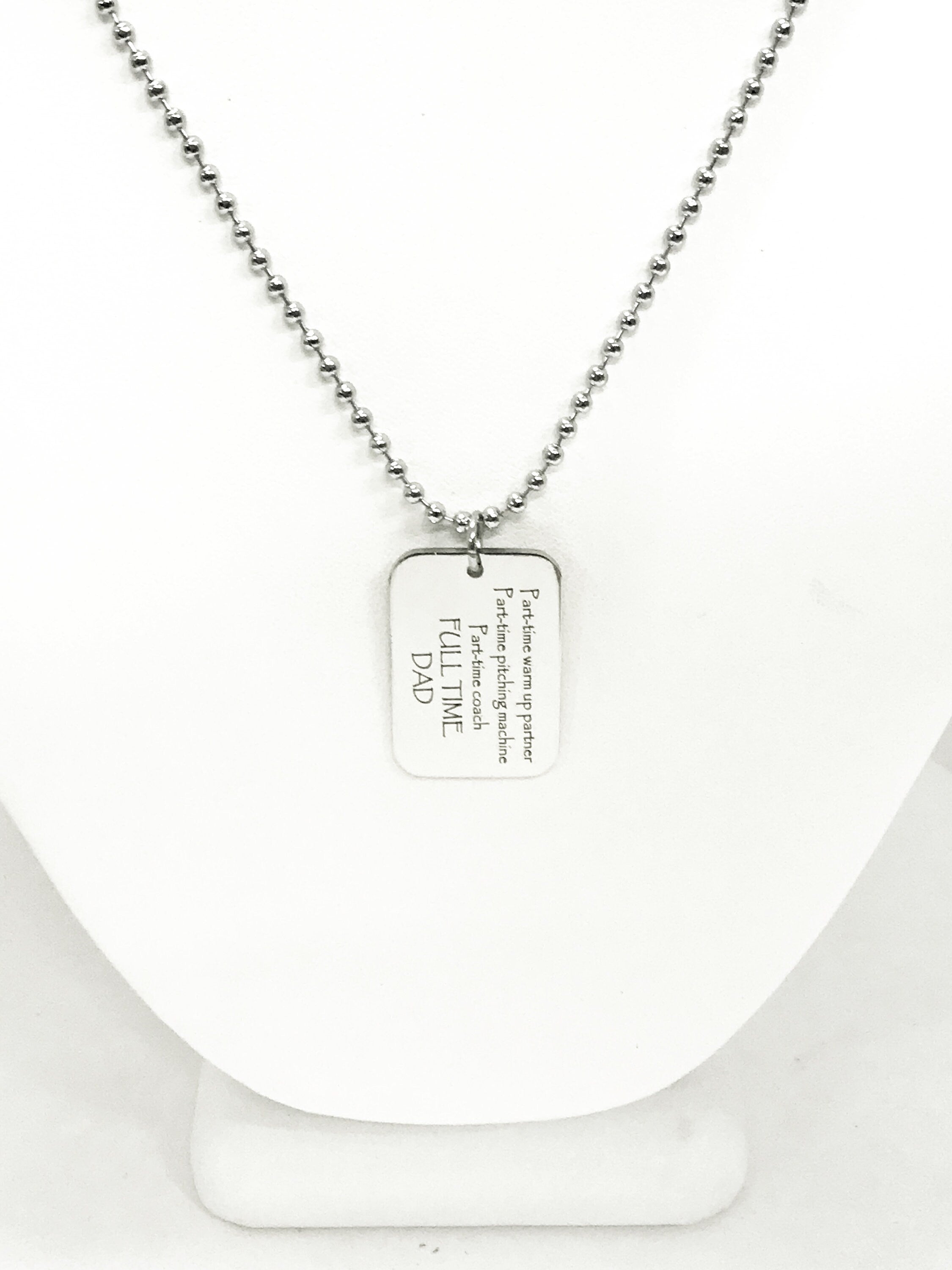 Softball Dad Necklace, Softball Dad Gift, Softball Dad Charm, Dad Coach Gift, Fathers Day Gift,  Part-Time Coach, Full Time Dad Gift