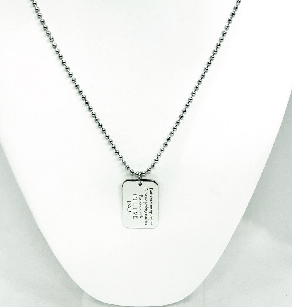 Baseball Dad Necklace, Baseball Dad Gift, Baseball Dad Charm, Dad Coach Gift, Fathers Day Gift,  Part-Time Coach, Full Time Dad Gift