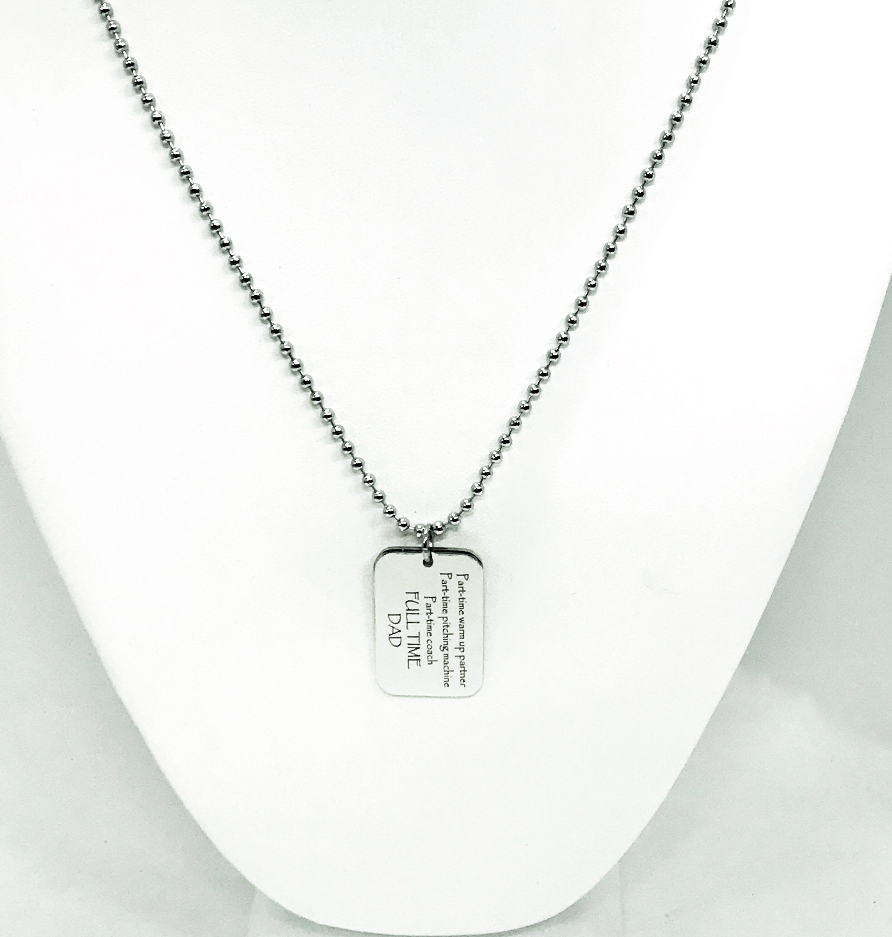 Baseball Dad Necklace, Baseball Dad Gift, Baseball Dad Charm, Dad Coach Gift, Fathers Day Gift,  Part-Time Coach, Full Time Dad Gift