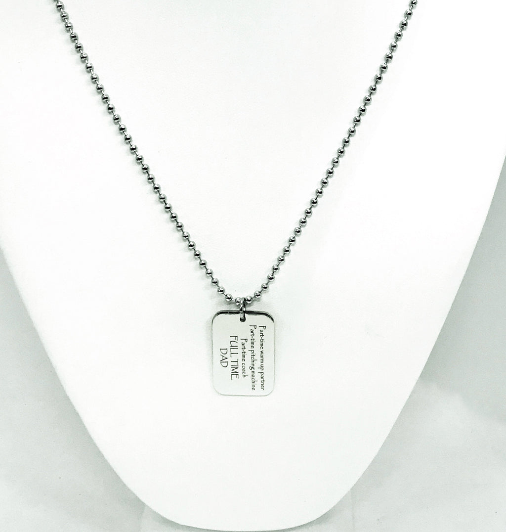 Softball Dad Necklace, Softball Dad Gift, Softball Dad Charm, Dad Coach Gift, Fathers Day Gift,  Part-Time Coach, Full Time Dad Gift
