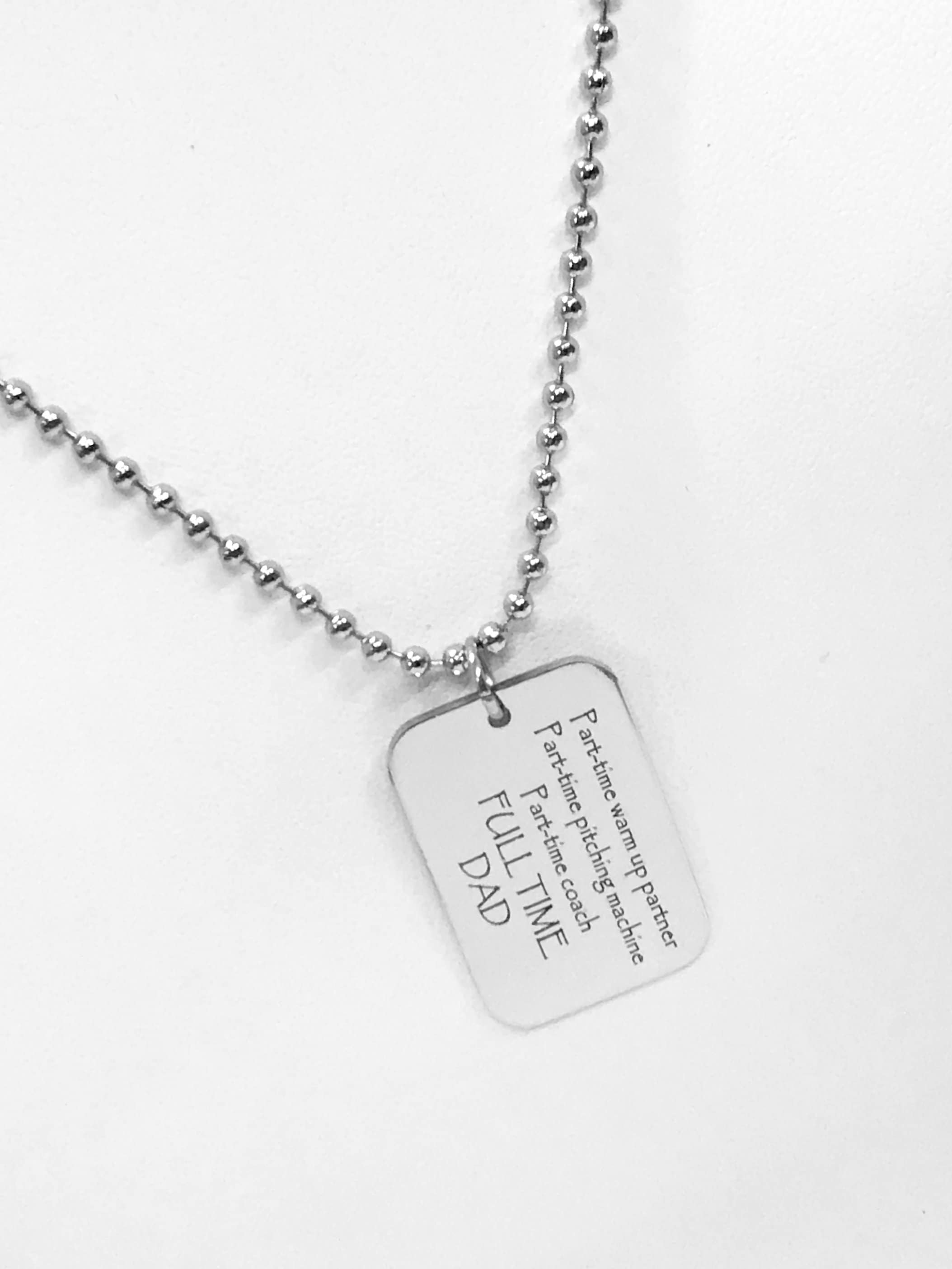 Baseball Dad Necklace, Baseball Dad Gift, Baseball Dad Charm, Dad Coach Gift, Fathers Day Gift,  Part-Time Coach, Full Time Dad Gift