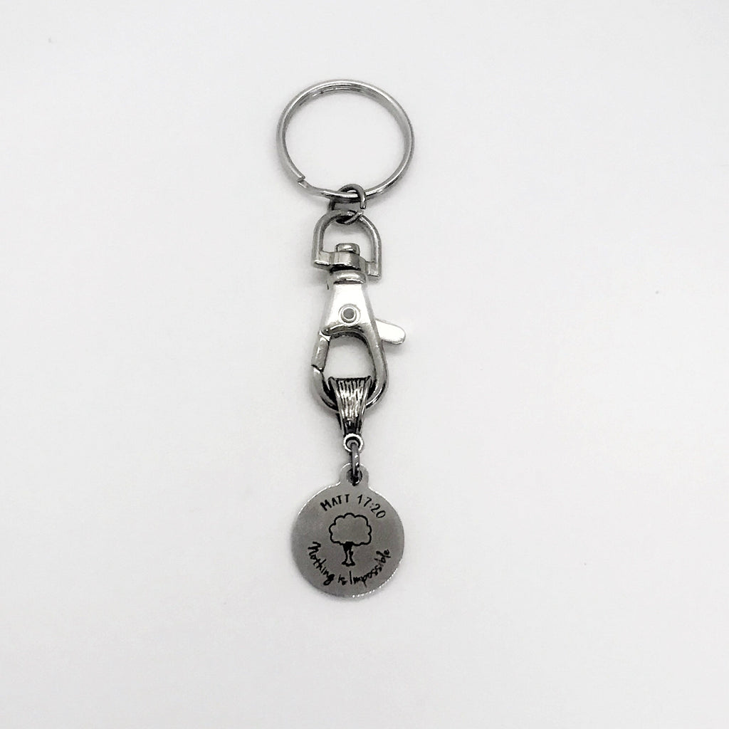 Mustard Seed Faith Keychain, Matthew 17 20 Keychain, Nothing Is Impossible, Christian Gift, Christian Keychain, Scripture Gift, Bible Verse