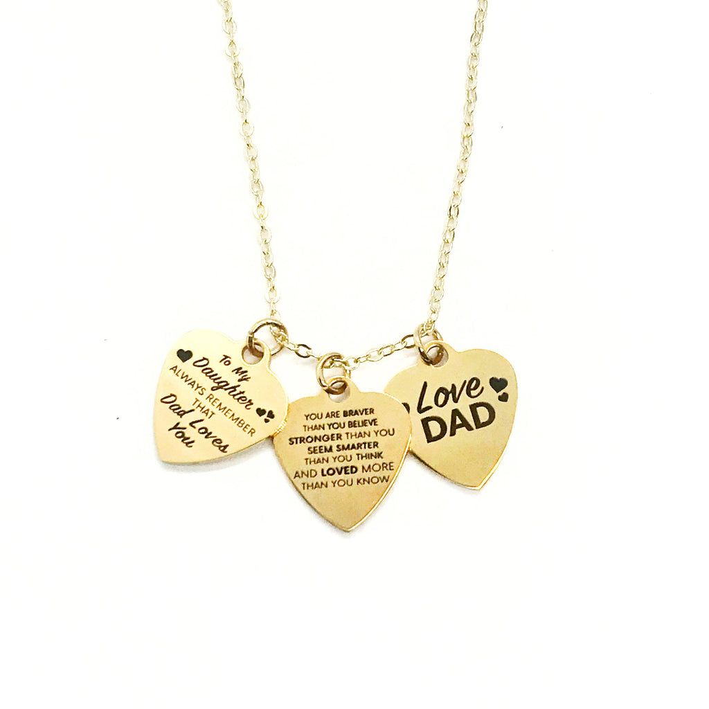 Daughter Gift, Daughter Necklace, Daughter Gift From Dad, Braver Stronger Smarter Loved Necklace, Dad Loves You Necklace, Daughter Jewelry