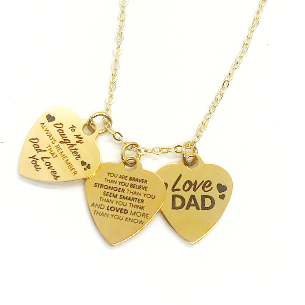 Daughter Gift, Daughter Necklace, Daughter Gift From Dad, Braver Stronger Smarter Loved Necklace, Dad Loves You Necklace, Daughter Jewelry
