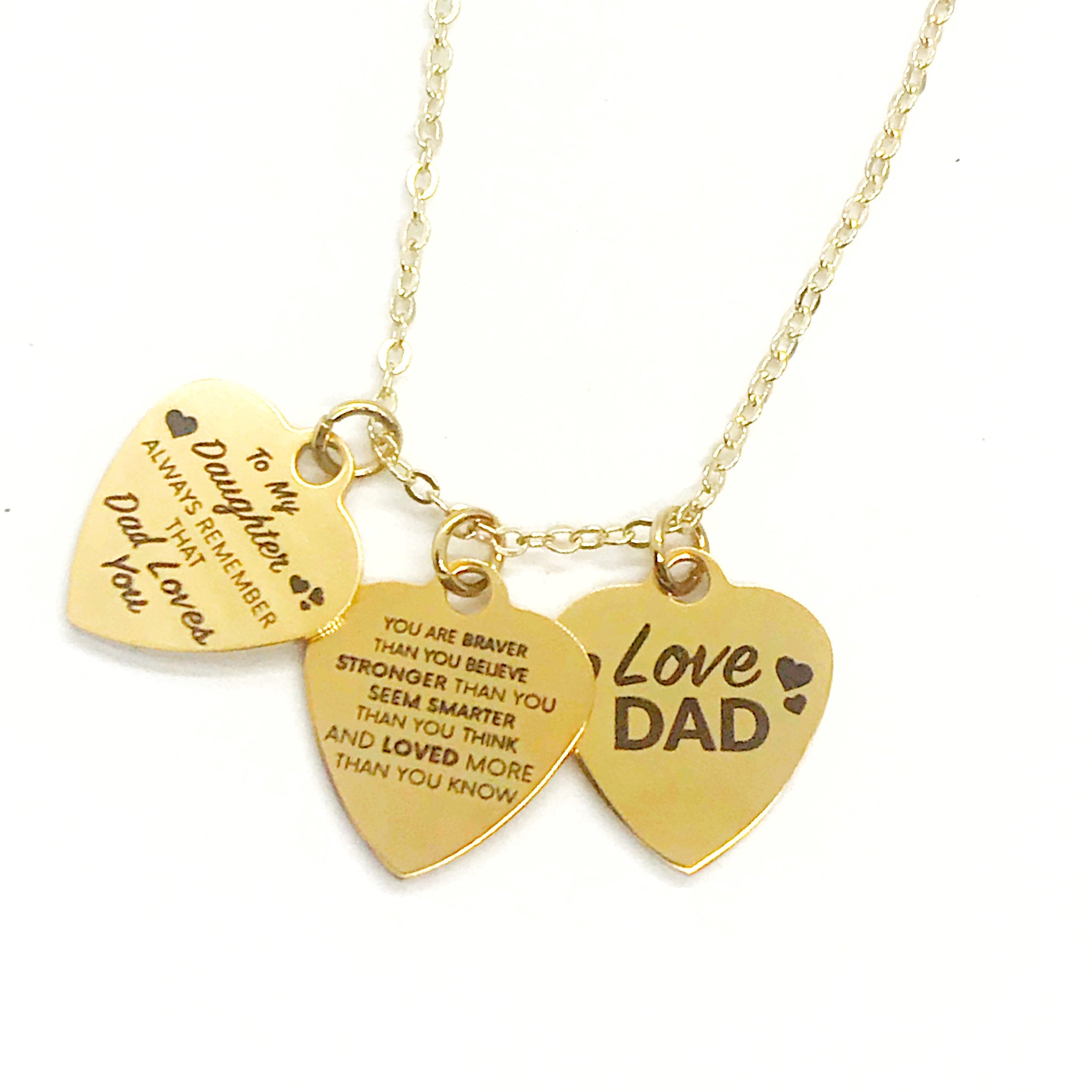 Daughter Gift, Daughter Necklace, Daughter Gift From Dad, Braver Stronger Smarter Loved Necklace, Dad Loves You Necklace, Daughter Jewelry