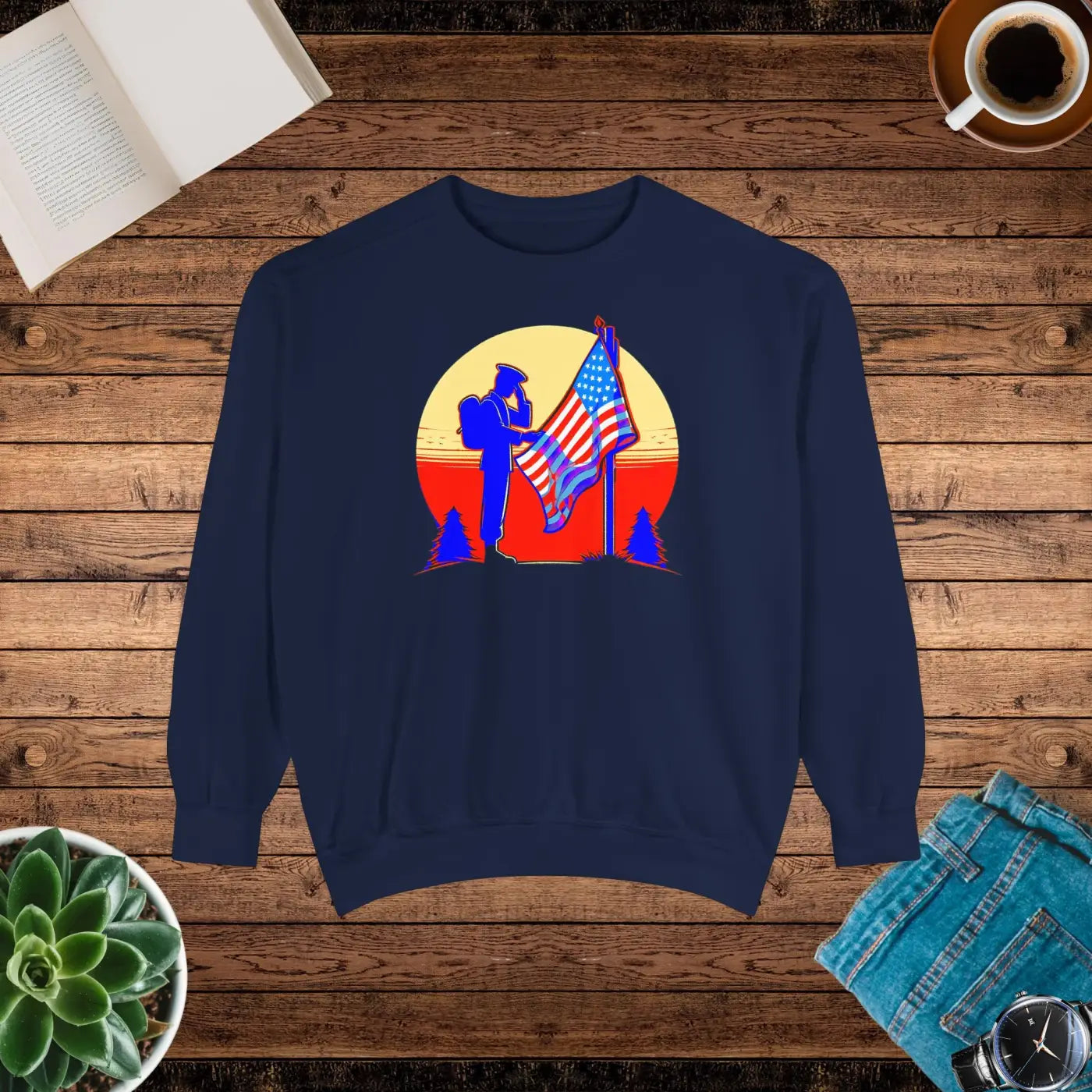 Cozy Garment-dyed Sweatshirt – Independence Day - Dipaliz