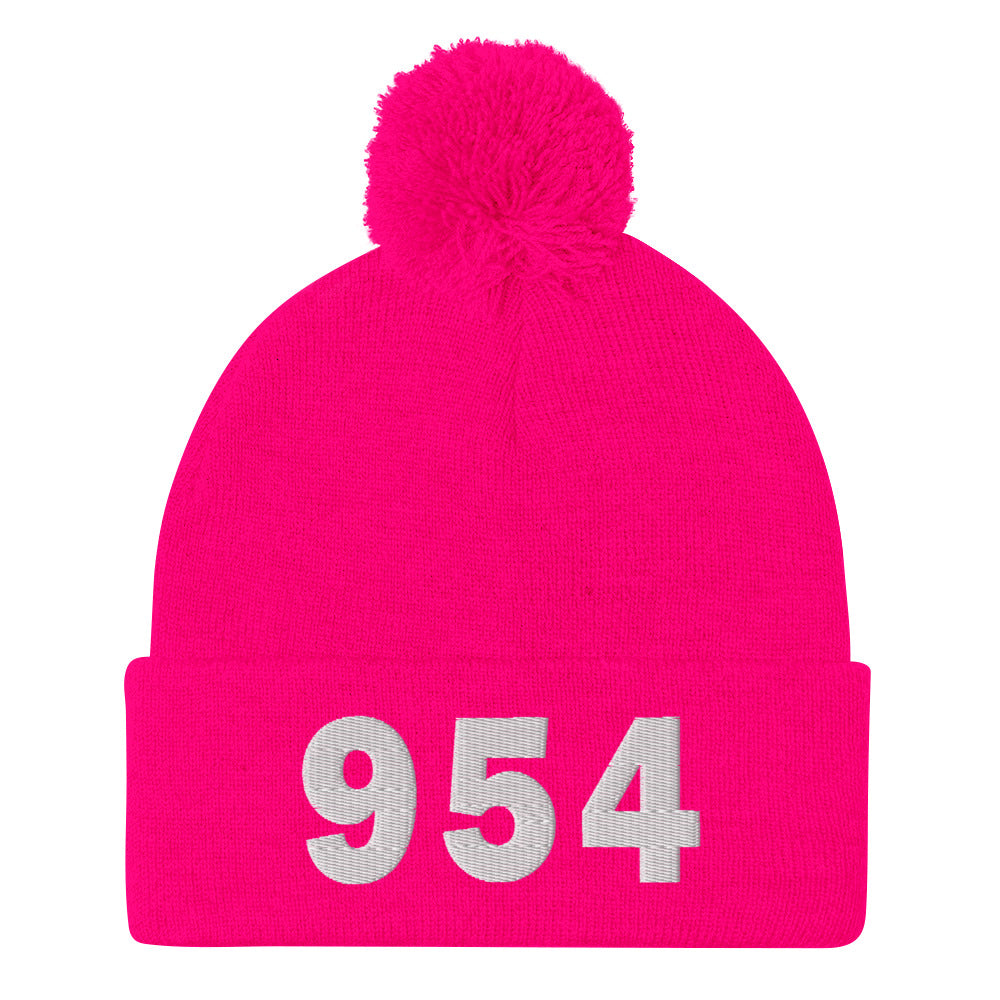 954 Area Code Pom-Pom Beanie