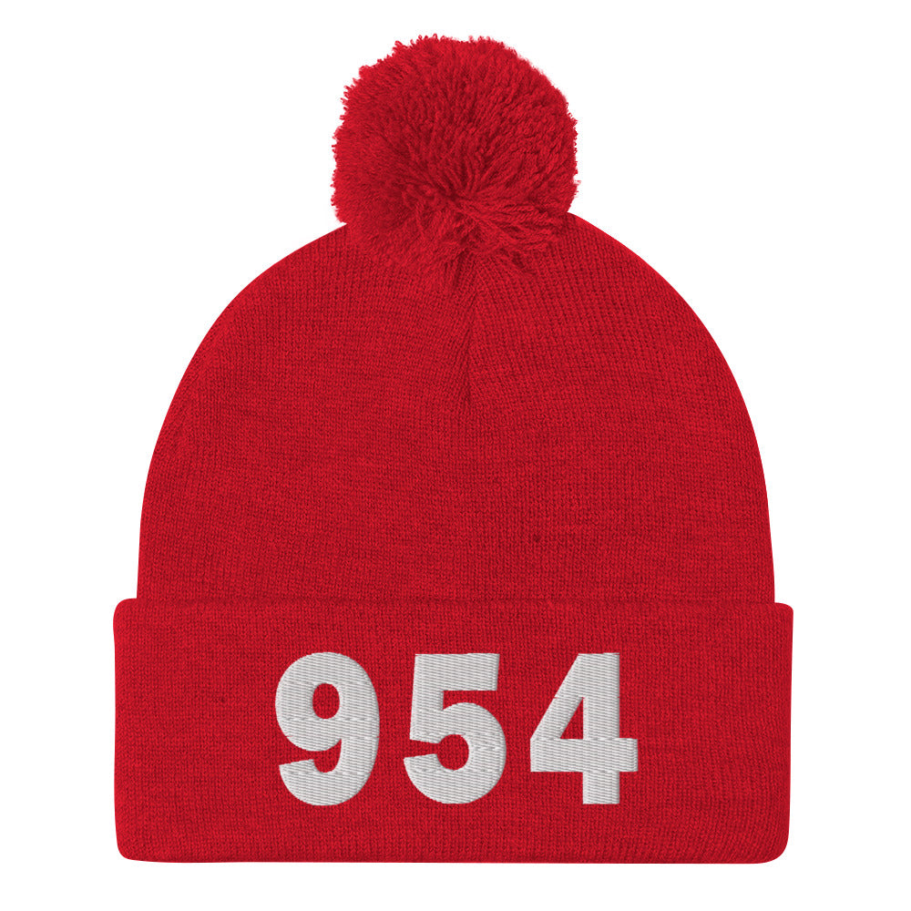 954 Area Code Pom-Pom Beanie