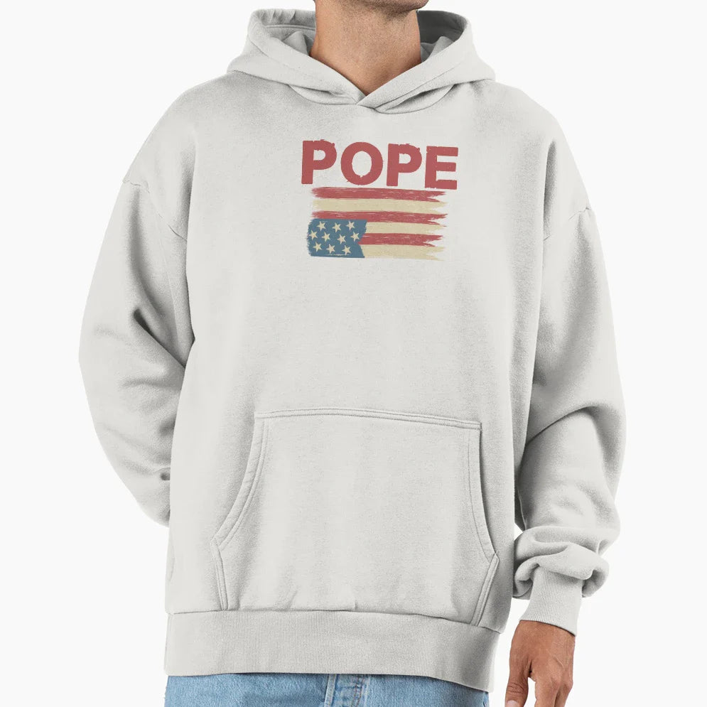 Pope Usa American Flag Hoodie - Aesthetic Graphic Unisex