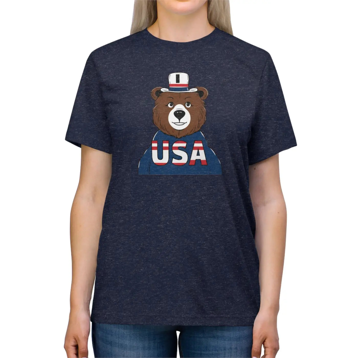 Bear T-shirt – Soft Triblend Usa Flag Tee - Dipaliz