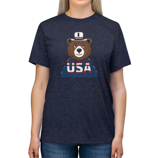 Bear T-shirt – Soft Triblend Usa Flag Tee - Dipaliz