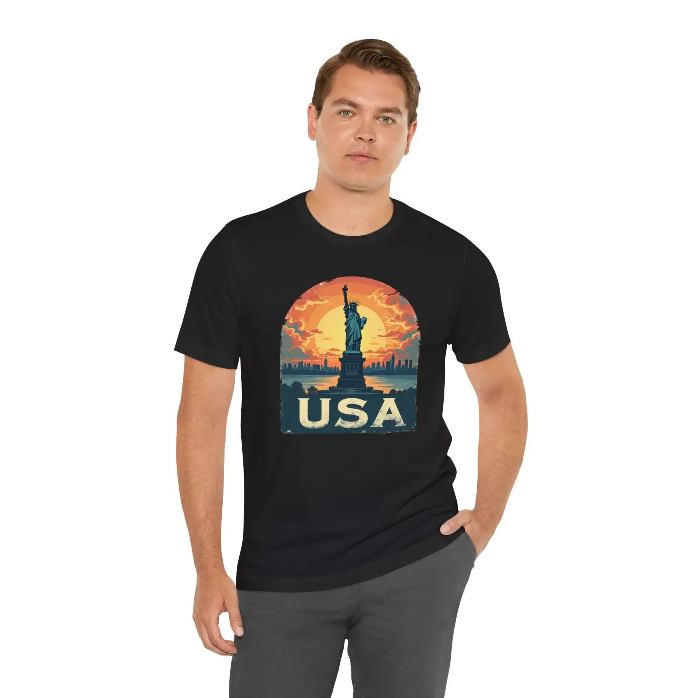 Usa Sunset Design Bold Unisex Jersey Cotton - Dipaliz
