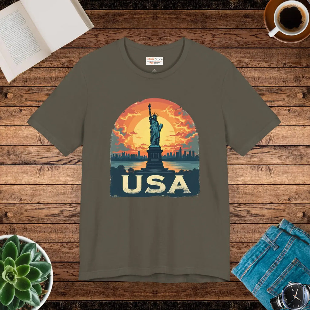 Usa Sunset Design Bold Unisex Jersey Cotton - Dipaliz