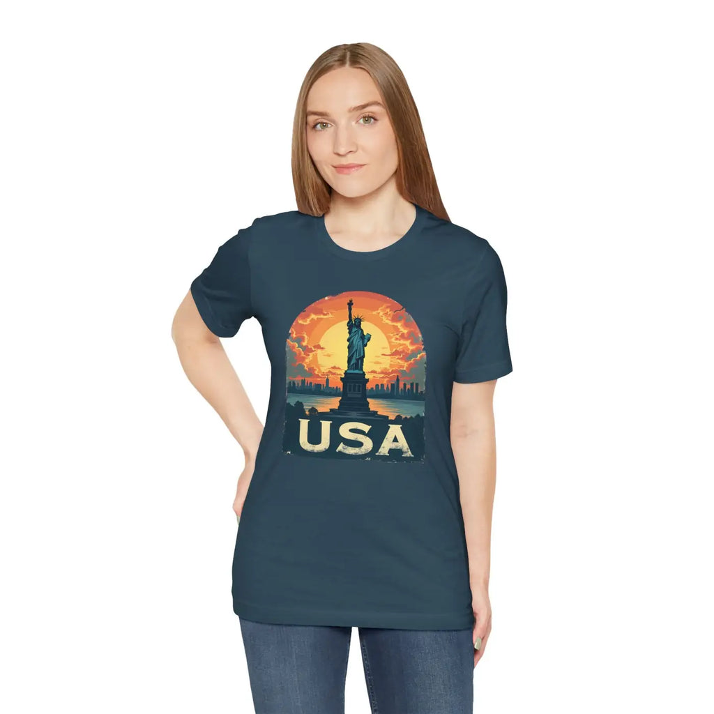 Usa Sunset Design Bold Unisex Jersey Cotton - Dipaliz