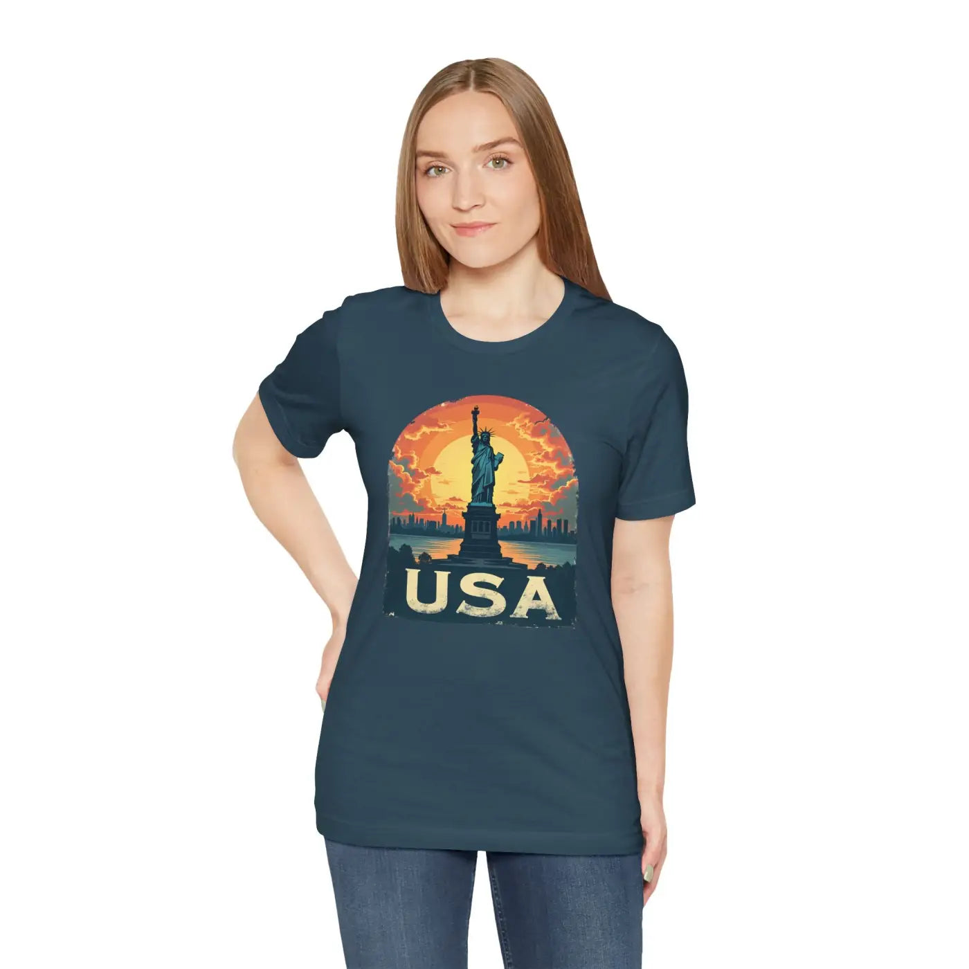 Usa Sunset Design Bold Unisex Jersey Cotton - Dipaliz