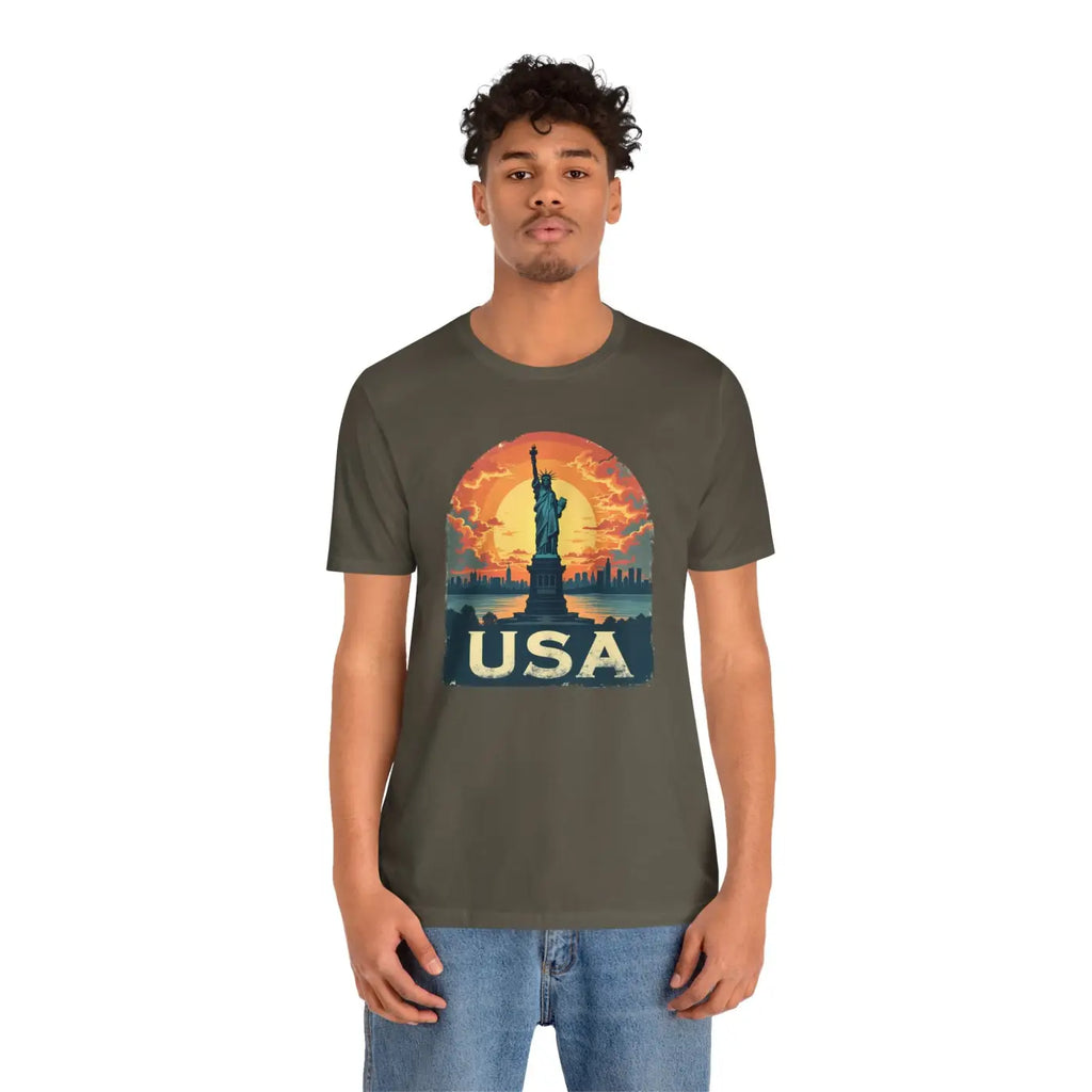 Usa Sunset Design Bold Unisex Jersey Cotton - Dipaliz