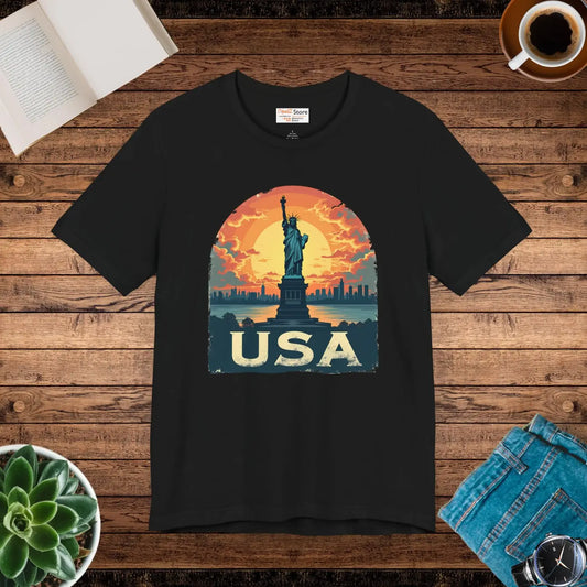 Usa Sunset Design Bold Unisex Jersey Cotton - Dipaliz