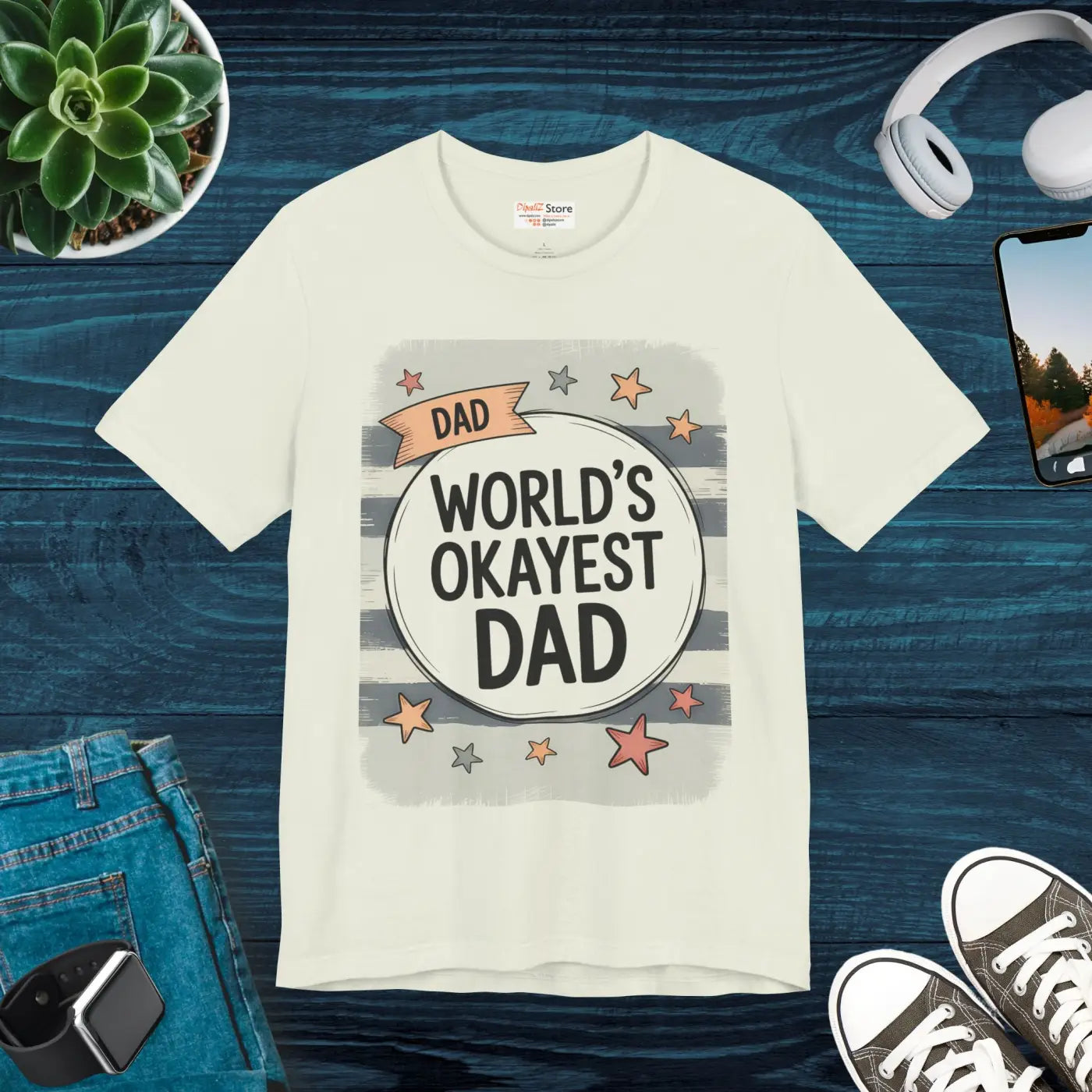 Worlds Okayest Dad Tee – Soft Cotton Unisex - Dipaliz