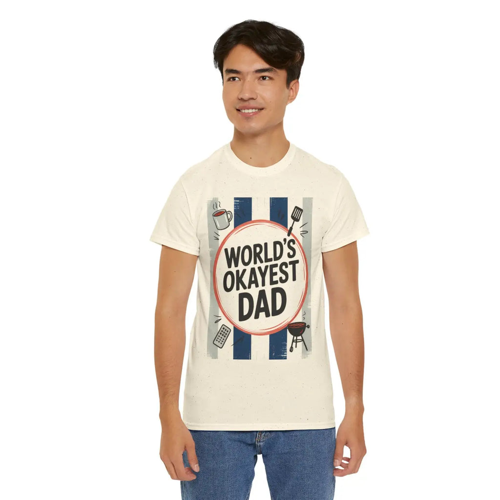 Okayest Dad Humorous Dad Shirt Cotton Tee - Dipaliz