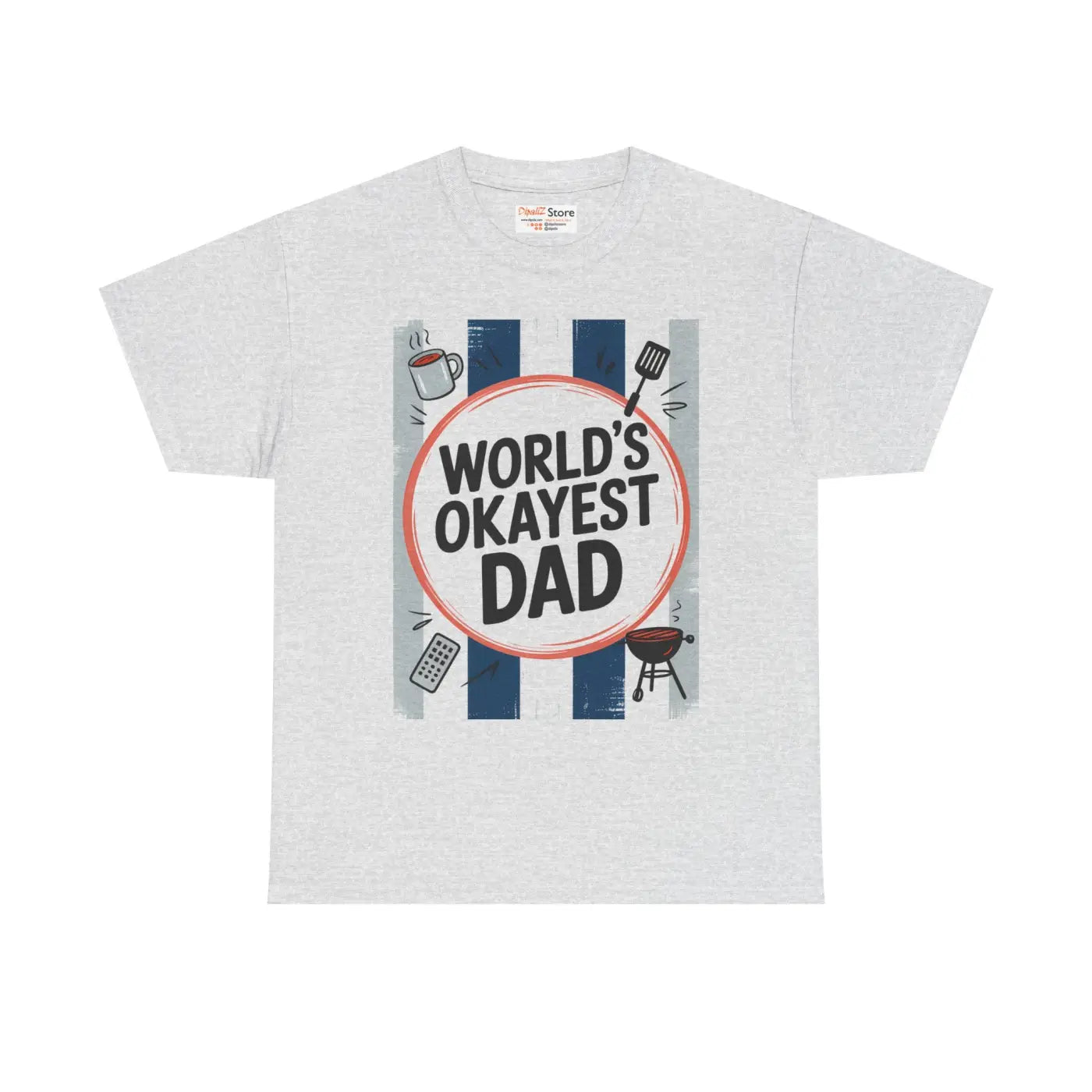 Okayest Dad Humorous Dad Shirt Cotton Tee - Dipaliz