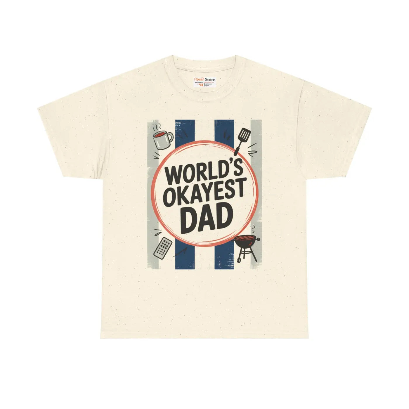 Okayest Dad Humorous Dad Shirt Cotton Tee - Dipaliz