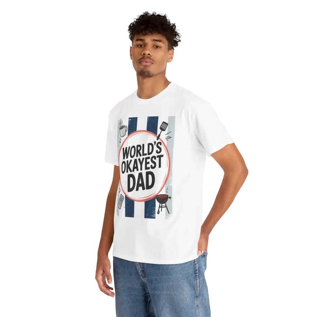 Okayest Dad Humorous Dad Shirt Cotton Tee - Dipaliz
