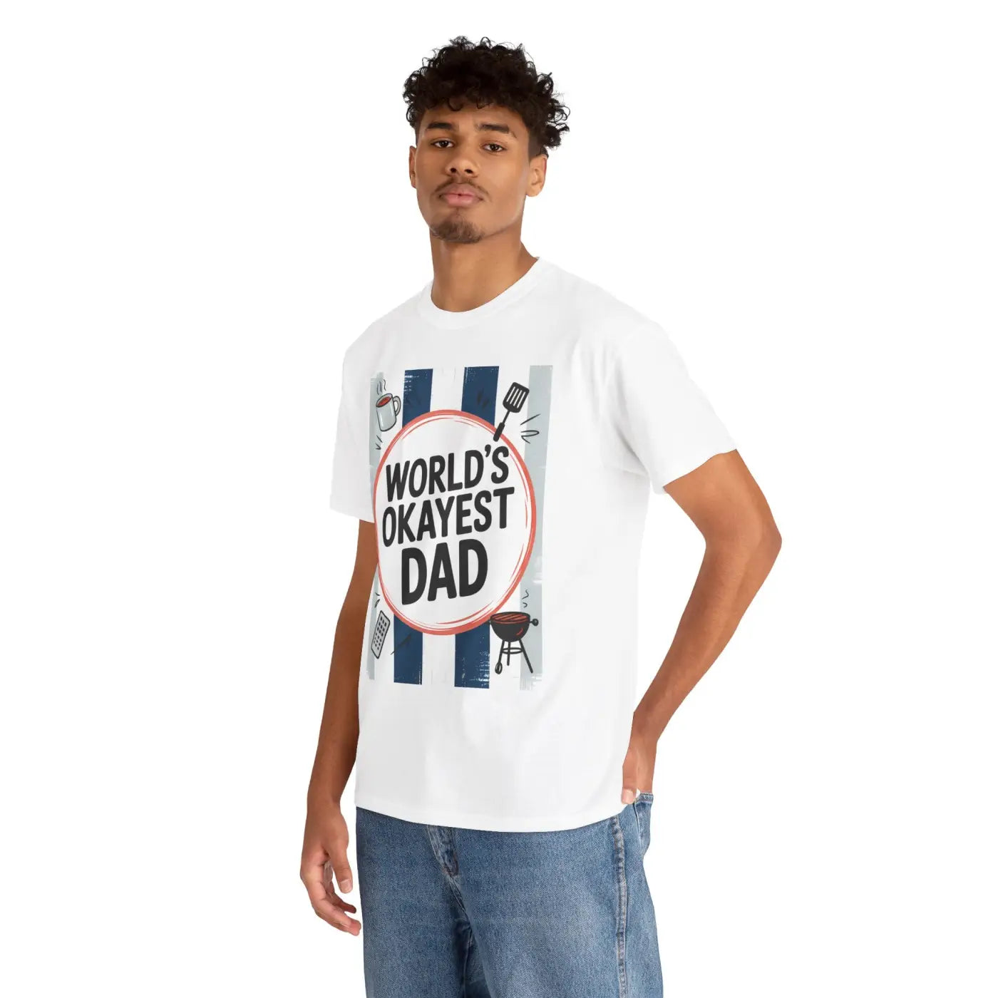 Okayest Dad Humorous Dad Shirt Cotton Tee - Dipaliz