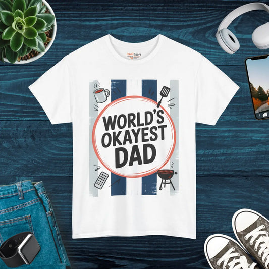 Okayest Dad Humorous Dad Shirt Cotton Tee - Dipaliz
