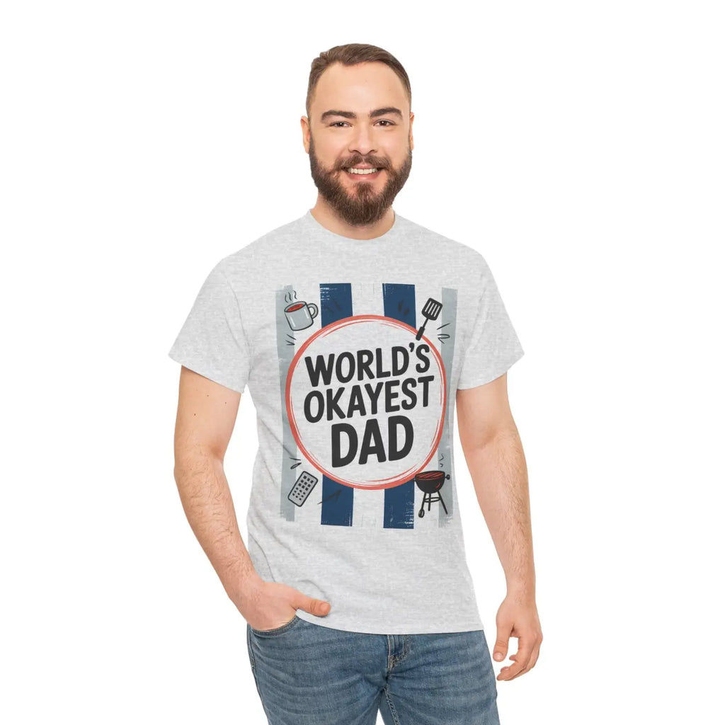 Okayest Dad Humorous Dad Shirt Cotton Tee - Dipaliz